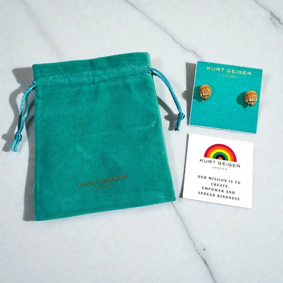 Kurt Geiger London Signature Pav Gold Rhinestone Eagle Stud Earrings NWT - Picture 6 of 10